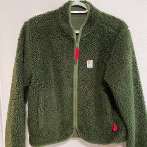 Topo Design Reversible Fleece Bomber - Olive Green, Small